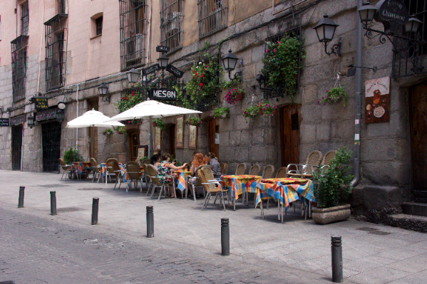 Street cafes in Madrid Spain